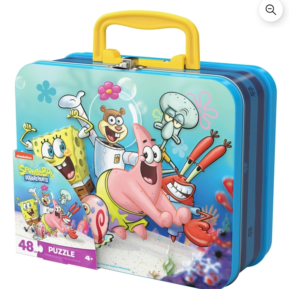 Nickelodeon SpongeBob SquarePants Puzzle Tin - Blue and Pink - Picture 12 of 12